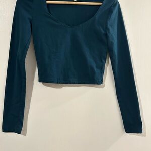 Forever 21 Teal Long Sleeve Crop Top